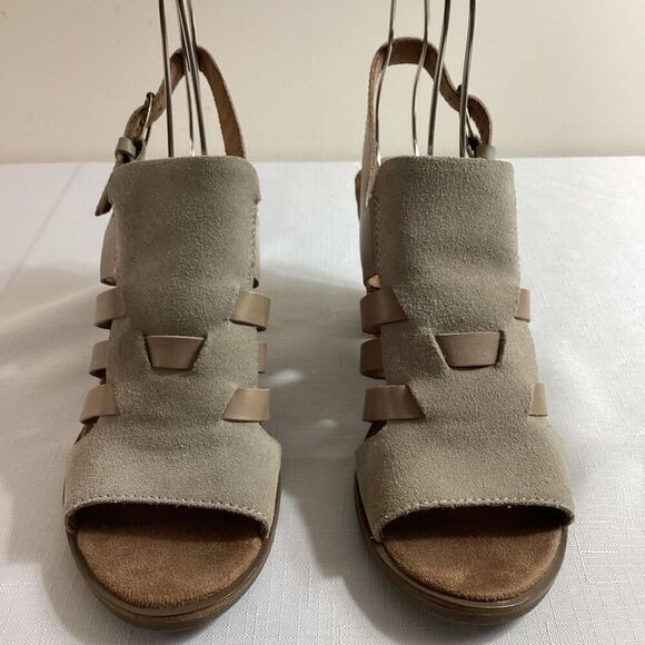 TOMS Women’s Tan Suede & Leather Block Heel Sandal Size  9.5 - Picture 2 of 8